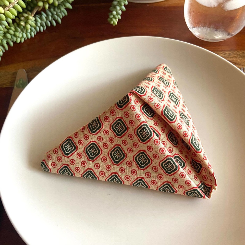 Geometric Dapper Tie Vintage Print 13inch square cotton napkin